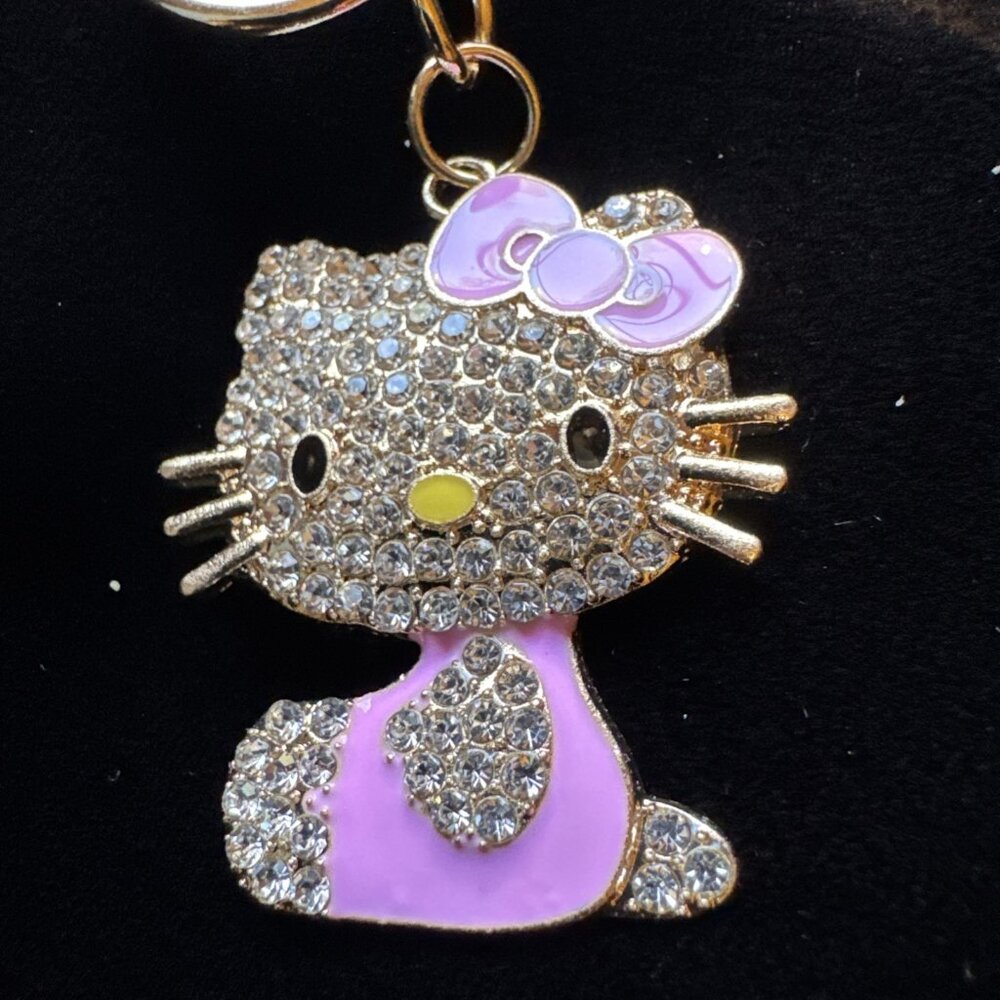 Kitty Bag Keychain Cute Hello Kitty Rhinestone Bag Charm Rhinestone Keyring New